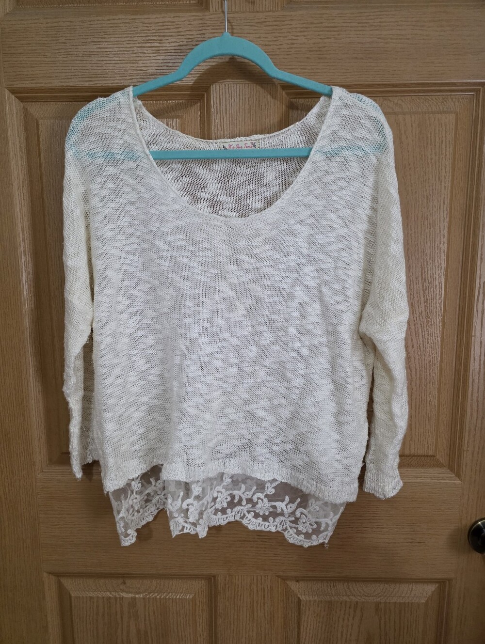 It's Our Time Lace Hem Lightweight Sweater
